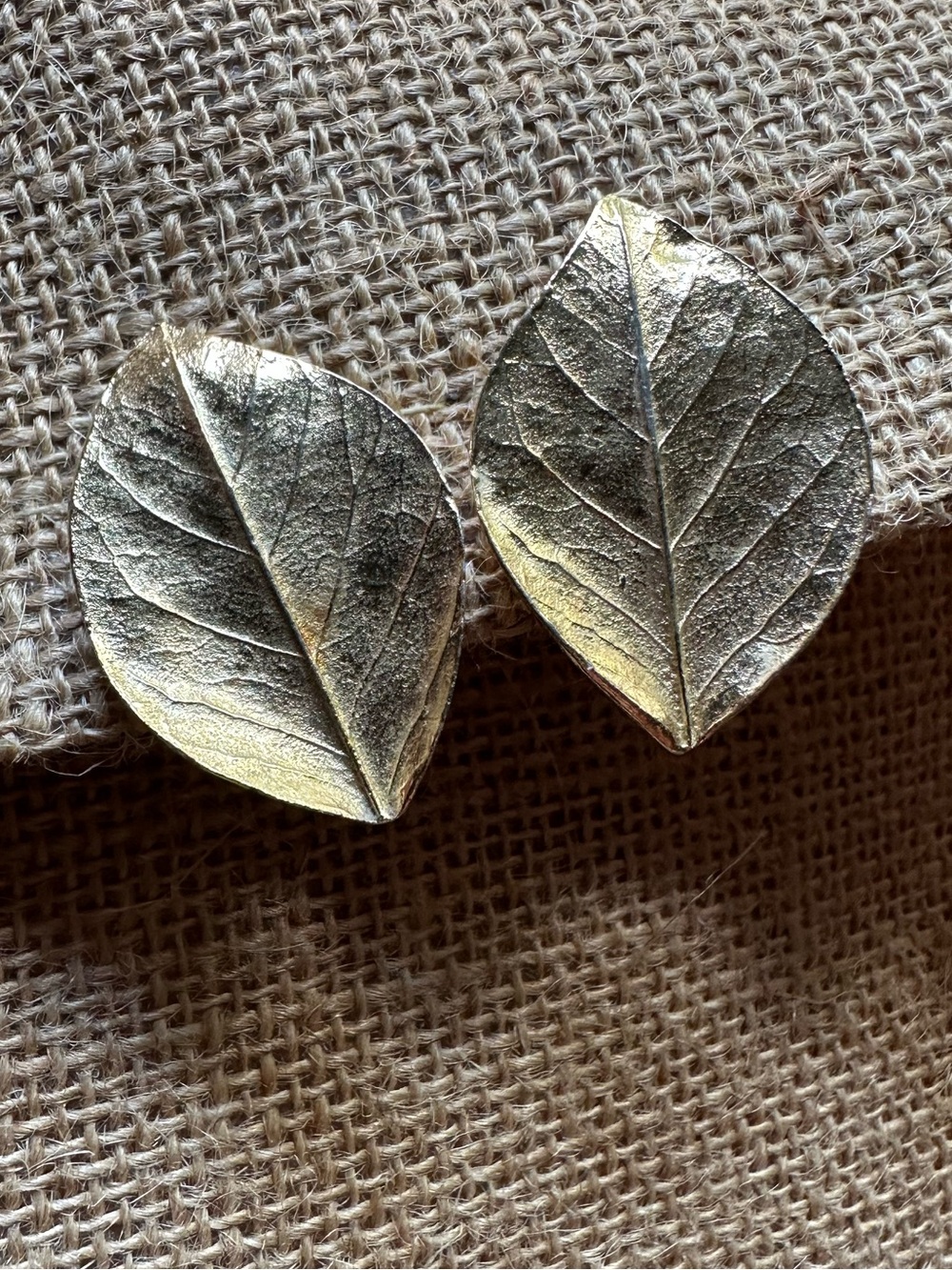 Vintage Crown Trifari Gold Leaf Clip On Earrings Bohemian